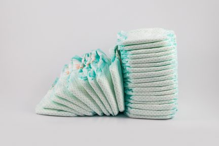 Baby diapers on a white background